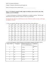 Chapter 2 Lab On Dice And Frequency Docx MAT 152 Statistical Methods