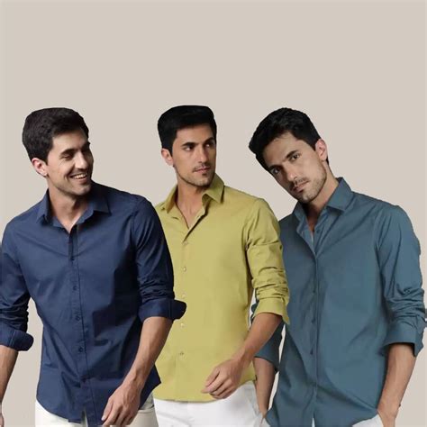 Buy Slim Fit Solid Collar Casual Shirt Navy Blue Gray and Maroon Combo ...