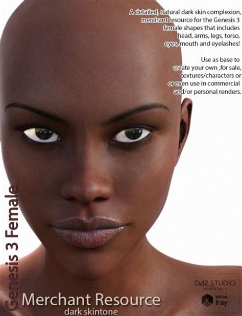 Genesis 3 Female Merchant Resource Dark Skin 3d Models For Daz