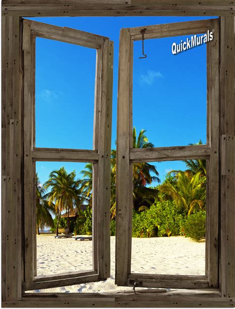 Beach Cabin Window Mural Mid Size Wall Murals The Mural Store