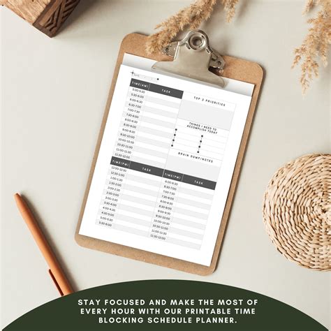 Time Blocking Schedule Planner Printable Block Schedule - Etsy