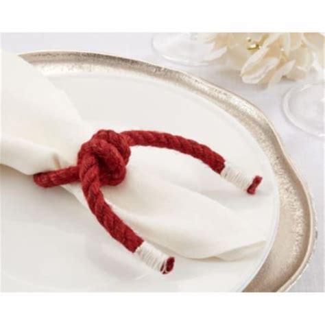 Saro Lifestyle NR801 R 6 In Knotted Rope Napkin Rings Red Set Of 4