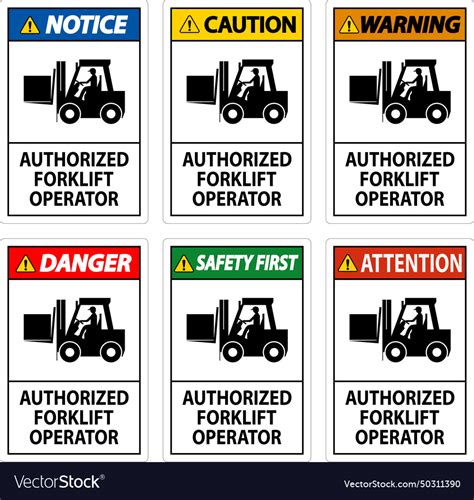 Caution authorized forklift operator sign Vector Image