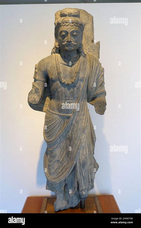 Standing Boddhisattva Gandhara C 3rd Century AD Gray Schist Stock