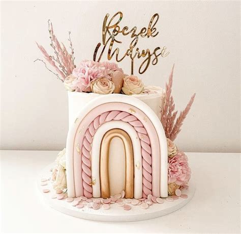 Boho Rainbow Birthday Cake