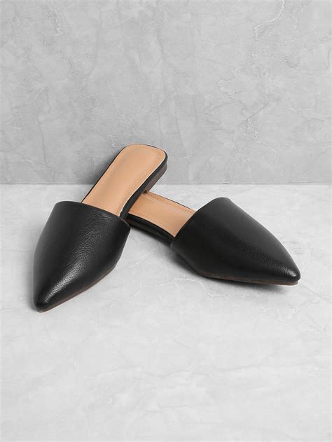 Pu Pointed Toe Flat Mules Emmacloth Women Fast Fashion Online