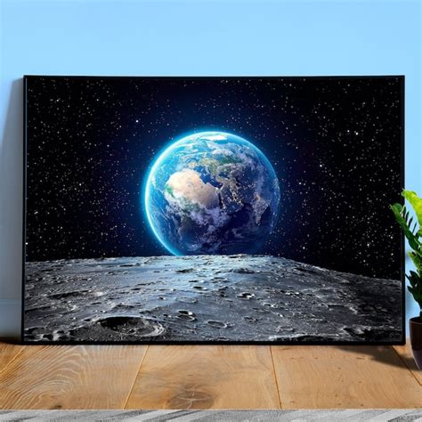 Earth And Moon Poster Etsy Uk