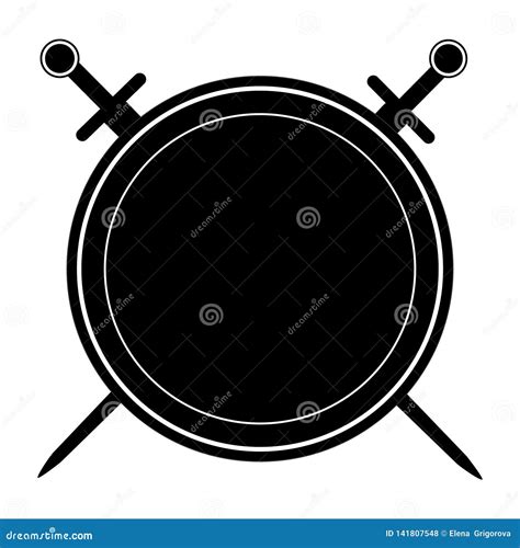 Isolated Black Shield And Two Swords On White Background Vector