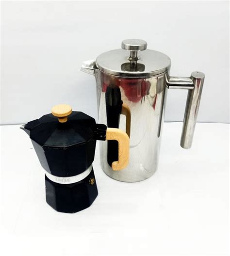 French coffee press Stainless steel and black La Cafe Tière espresso