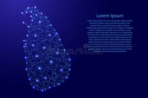 Kaart Van Sri Lanka Van Veelhoekige Blauwe Lijnen Gloeiende