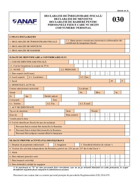 Fillable Online Static Anaf Rostatic Declaraie De Nregistrare Fiscal