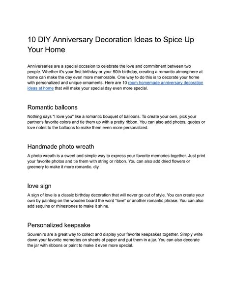 10 DIY Anniversary Decoration Ideas to Spice Up Your Home by Expo ...