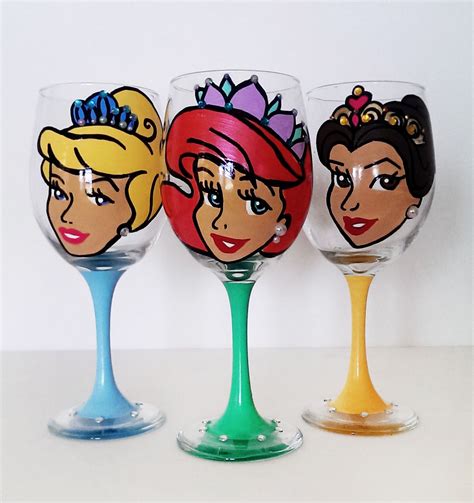 Disney Princess Collection Set Of 3 Wine Glasses Pick Your Favorite Disney Princesses