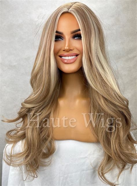 Venice Beach Honey Blonde Ash Highlights White Balayage Streaks 22 Inch