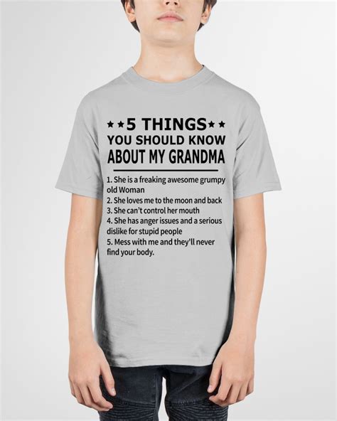 5 THINGS YOU SHOULD KNOW ABOUT MY GRANDMA T Shirts For Women Grandma