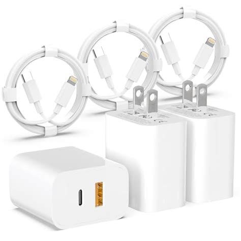 IPhone Fast Charger MFi Certified 3 Pack 20W Dual Port QC PD 3 0