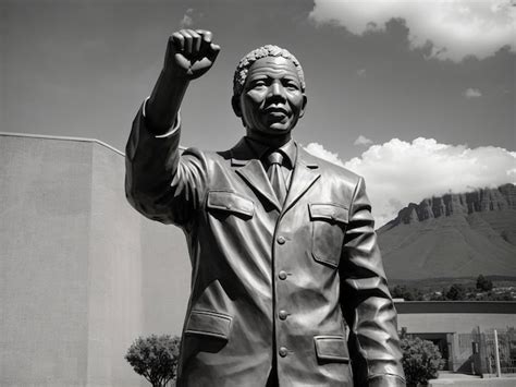 Premium Photo Statue Of Nelson Mandela In Black And White Raising