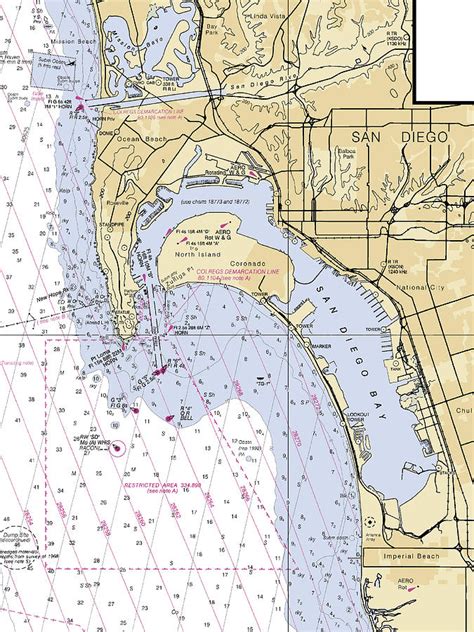 San Diego California Nautical Chart V6 Mixed Media By Bret Johnstad