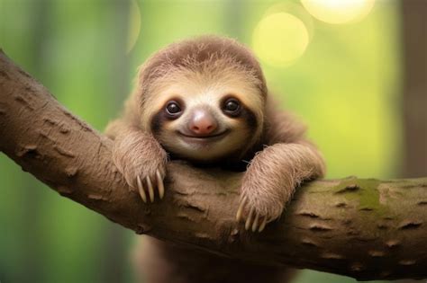 Premium AI Image | A smiling baby sloth in the wild