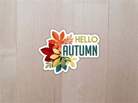 Hello Autumn Sticker Fall Leaves Sticker Fall Sticker Etsy