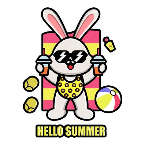 Premium Vector | Cute rabbit summer vector illustration