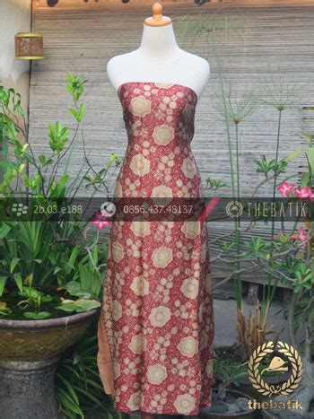 jual bahan baju batik sutera kembang maroon emas thebatikcoid