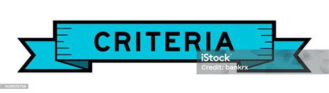 ribbon label banner  word criteria  blue color  white