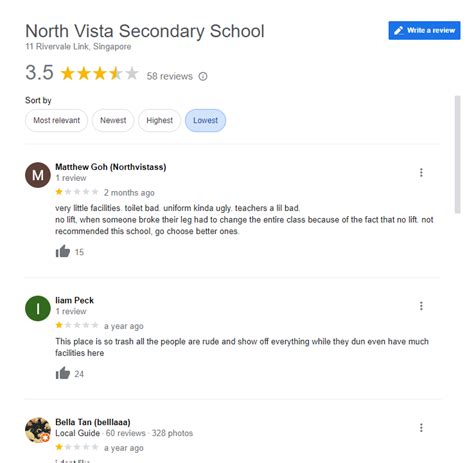 North Vista Secondary School is Having Great Fun With Google Reviews ...