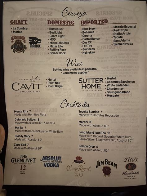 Menu Monte Carlo Steak House Albuquerque Nm 87105