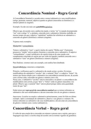 Que Exprime Acordo Ou Concordância Geral - Concordância nominal e verbal regras gerais | DOCX
