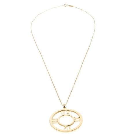 Tiffany And Co Atlas 18k Yellow Gold Round Pendant Necklace At 1stdibs