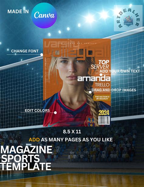 Custom Sports Magazine Cover Design, Digital Personalized Sport ...