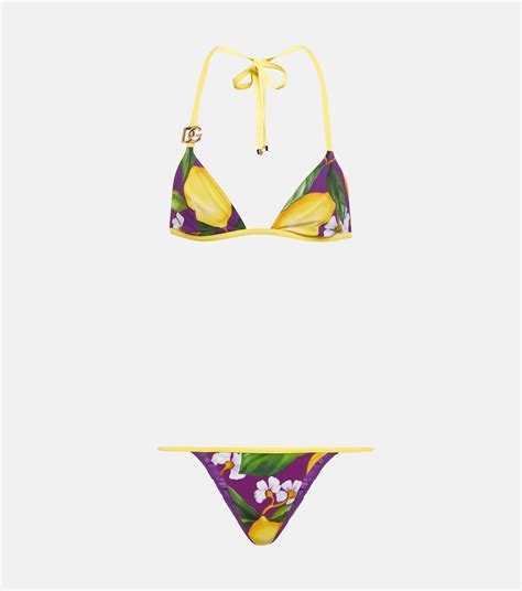 Printed Triangle Bikini In Multicoloured Dolce Gabbana Mytheresa