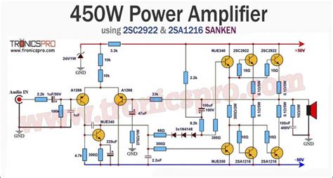 450w Amplifier Circuit 2sc2922 2sa1216 Sanken Tronicspro