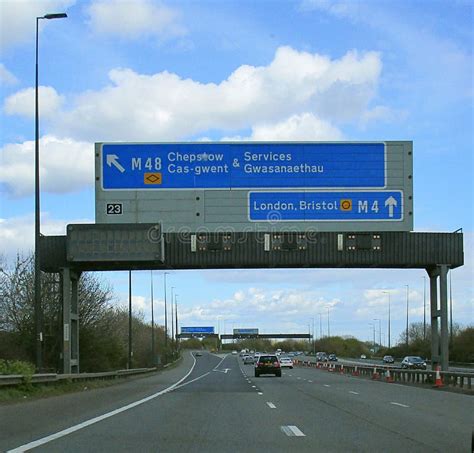 UK Motorway Road Signs Over M4 M48 Wales Heading Towards England April ...