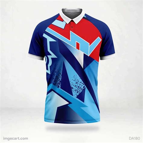 Cricket Jersey Design Blue and Red Pattern - imgecart