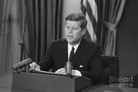 President Kennedy Delivering Speech by Bettmann