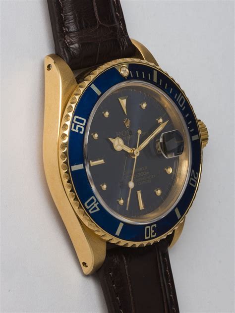 Rolex Yellow Gold Submariner Wristwatch Ref 16808 At 1stDibs