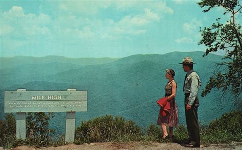 Vintage Postcard Mile High Overlook Blue Ridge Parkway Soco Gap North