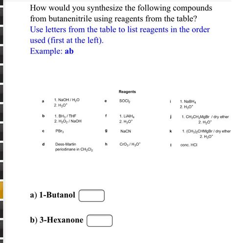 SOLVED How Would You Synthesize The Following Compounds From