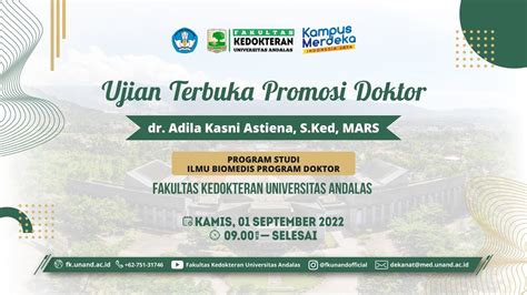 Ujian Terbuka Dr Adila Kasni Astiena S Ked Mars Prodi Ilmu