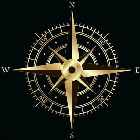 Golden Compass With Black Background Vector Free Download