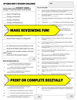 Ap Euro Unit Review Challenge Absolutism Constitutionalism