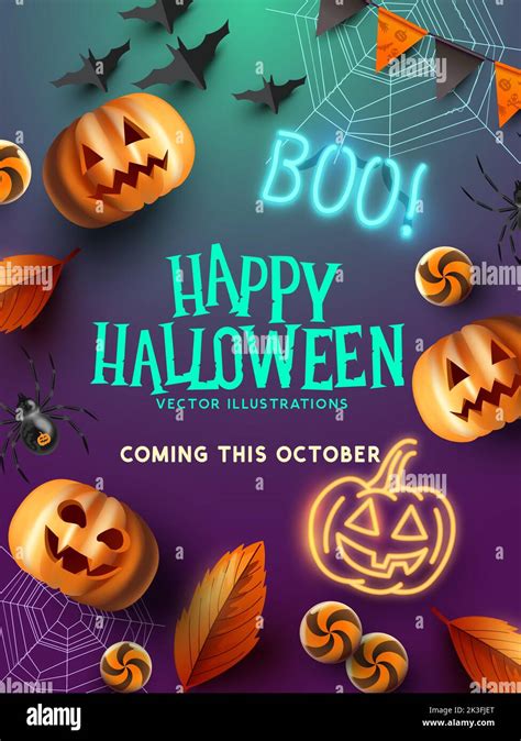 Spooky And Fun Halloween Events Background Layout With Pumpkins And