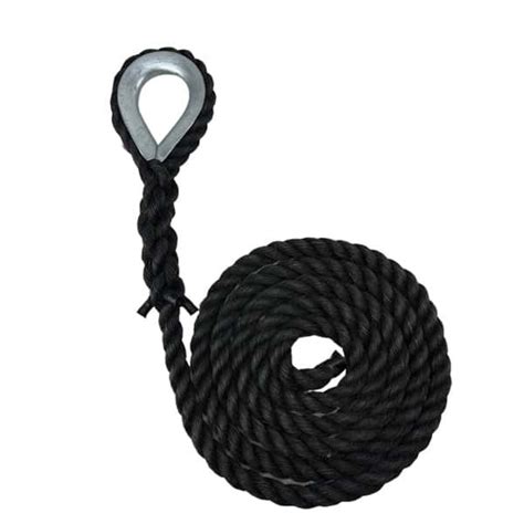 Black Staplespun Gym Rope With Galvanised Thimble Ropeservices Uk