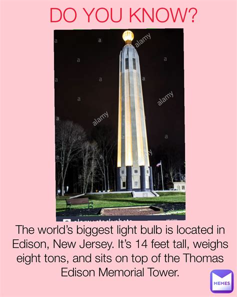 The Worlds Biggest Light Bulb Is Located In Edison New Jersey Its