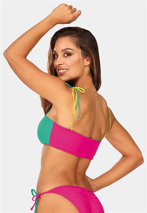 Bandeau biustonosz Góra od bikini typu szarfa neonowe kolory FG186