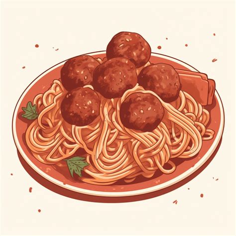 Vector Illustration Clipart Plate Of Spaghetti With Meatballs Clip