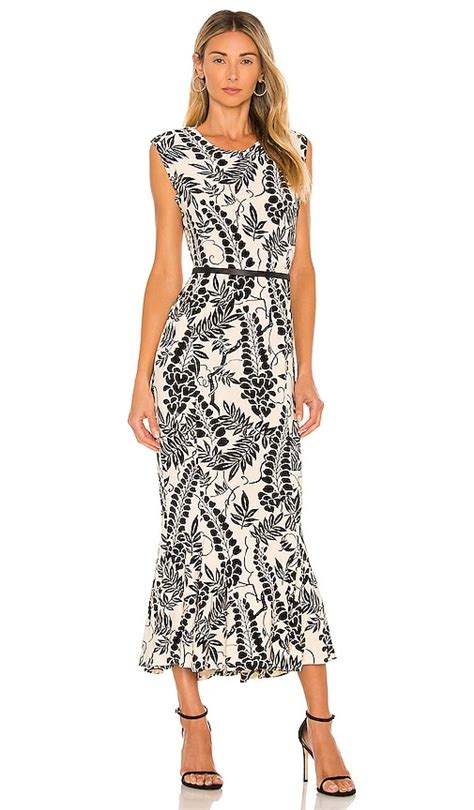 Norma Kamali Sleeveless Fishtail Midi Dress In Vines Revolve