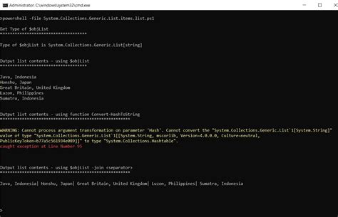 Powershell Error Warning Cannot Process Argument Transformation